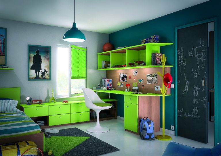 Rangements et bureau chambre d'enfant © Archea