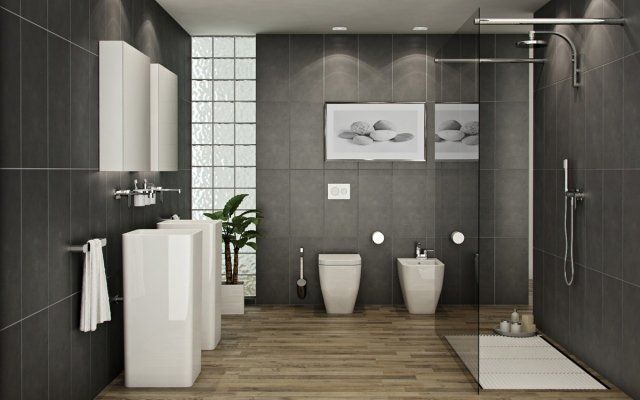 Salle de bains moderne douche à l'italienne