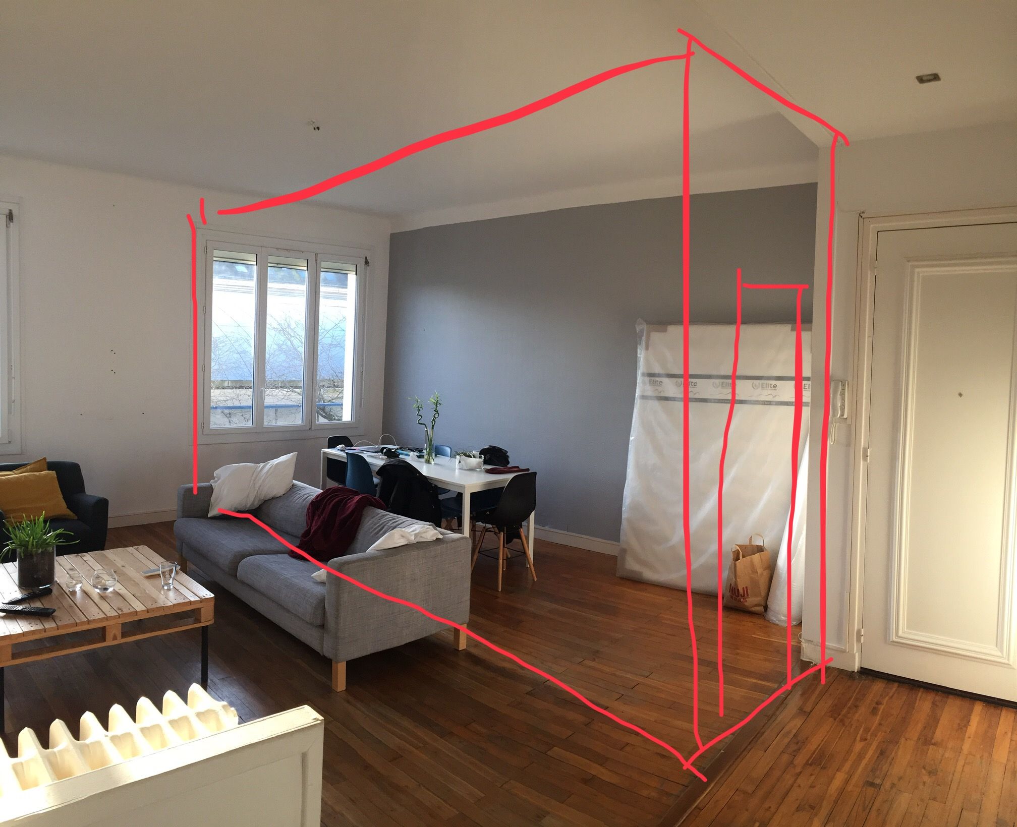 Cloison : 1 mur; 620 cm largeur; 300 cm hauteur - Travaux.com